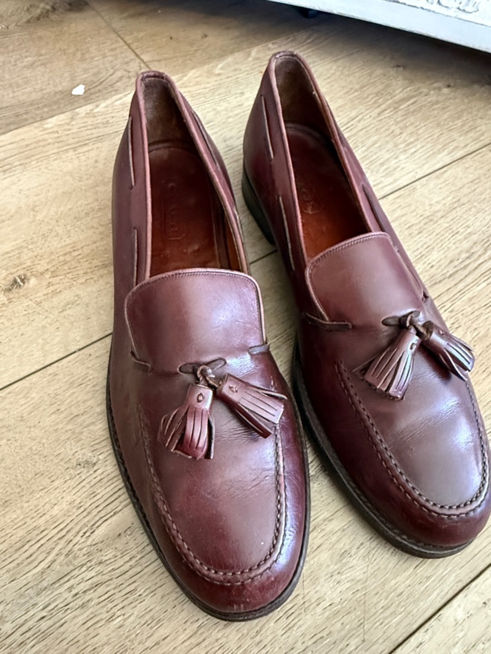 Men's COACH Tassel Loafers in Burgundy Leather - Picture 1 of 5